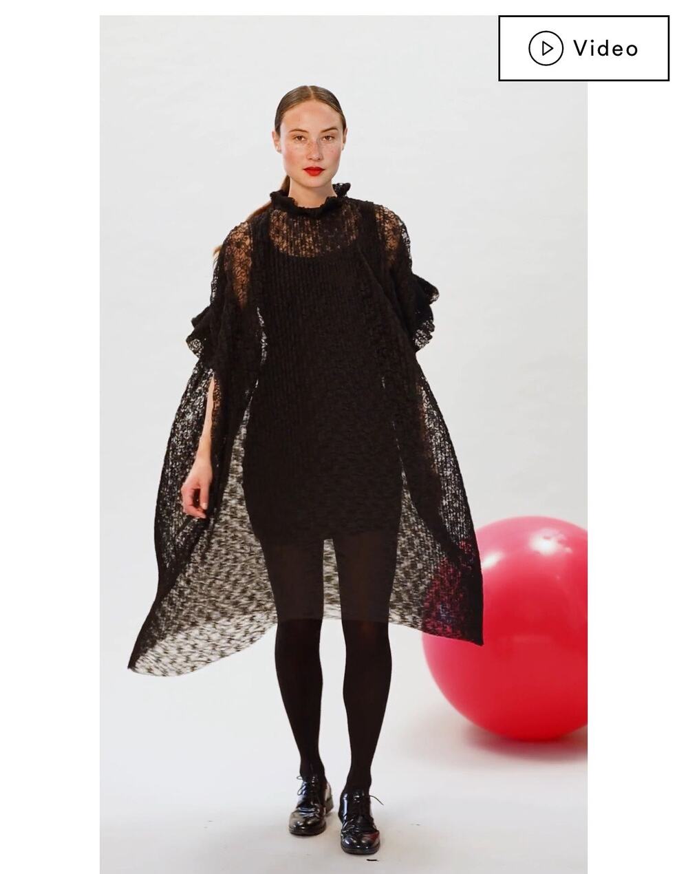 Bitte Kai Rand Peplum Short Sleeve Black Lace Overlay Dress Size: 3 (XL)